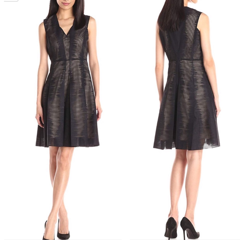Elie tahari sleeveless black shirred event dress